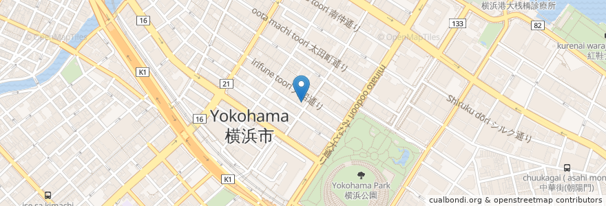 Mapa de ubicacion de ドトールコーヒーショップ en اليابان, كاناغاوا, 横浜市, 中区.