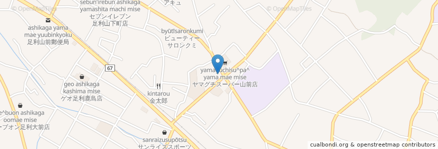 Mapa de ubicacion de 山下食堂 en اليابان, 栃木県, 足利市.