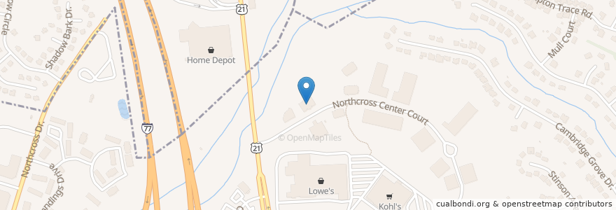 Mapa de ubicacion de Lineberger Orthodontics en United States, North Carolina, Mecklenburg County.
