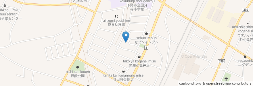 Mapa de ubicacion de 下町公民館 en Japón, Prefectura De Tochigi, 下野市.