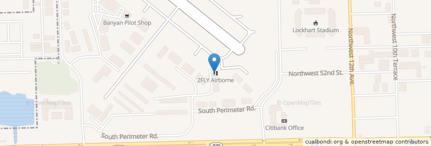 Mapa de ubicacion de 2FLY Airborne en アメリカ合衆国, フロリダ州, Broward County, Fort Lauderdale.
