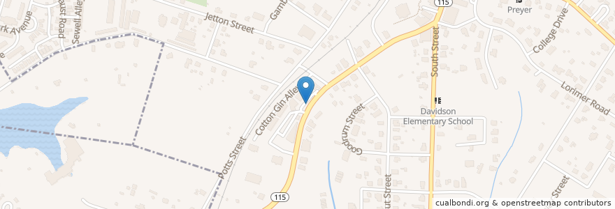 Mapa de ubicacion de South Main Square Davidson 001 en 미국, 노스캐롤라이나, Mecklenburg County, Davidson.