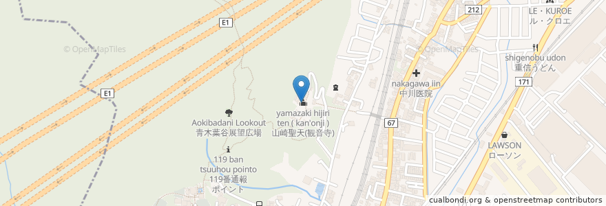 Mapa de ubicacion de 山崎聖天(観音寺) en ژاپن, 京都府, 乙訓郡, 大山崎町.
