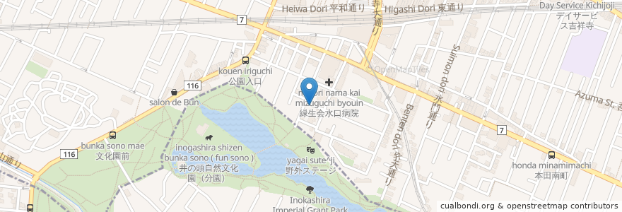 Mapa de ubicacion de Pizzeria GG en Japão, Tóquio, 武蔵野市.