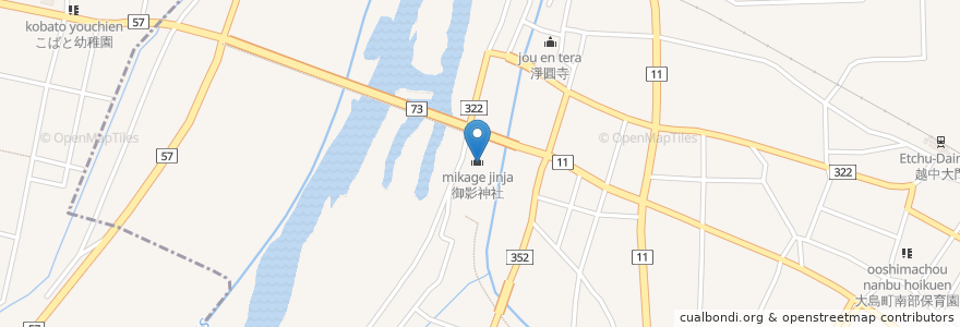 Mapa de ubicacion de 御影神社 en Japão, 富山県, 射水市.