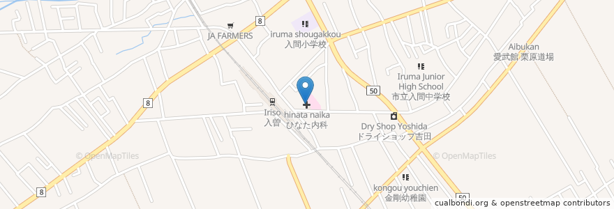 Mapa de ubicacion de ひなた内科 en Japan, Saitama Prefecture, Sayama.