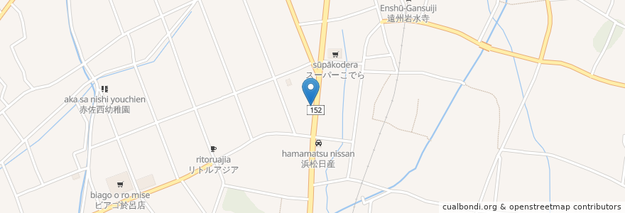 Mapa de ubicacion de 僕家のらーめん en Japão, 静岡県, 浜松市, 浜北区.