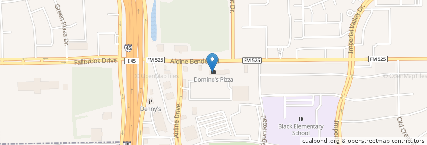 Mapa de ubicacion de Domino's Pizza en Estados Unidos Da América, Texas, Houston, Harris County.