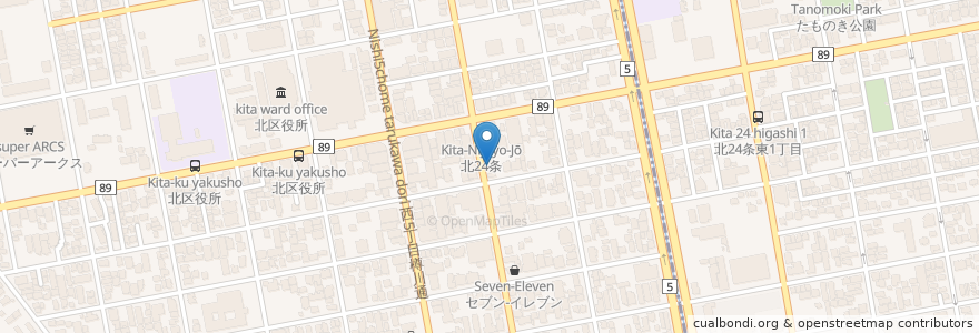 Mapa de ubicacion de 油そば専門店 en Japão, 北海道, 石狩振興局, Sapporo, 北区.