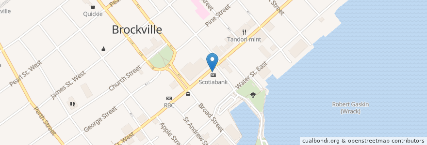 Mapa de ubicacion de Scotiabank en Brockville, Canada.