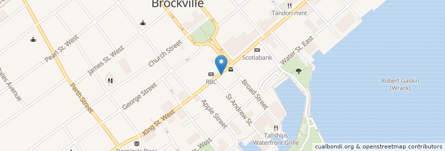 Mapa de ubicacion de The Union Jack en Brockville, Canada.