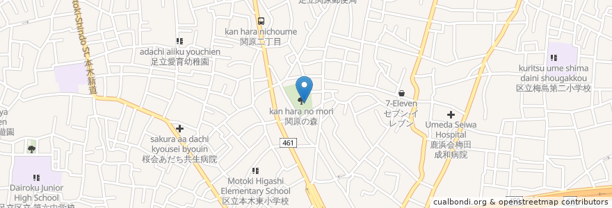 Mapa de ubicacion de 愛恵まちづくり記念館まちづくり工房館事務室 en Jepun, 東京都, 足立区.
