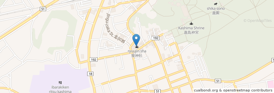 Mapa de ubicacion de 龍神社 en Japão, 茨城県, 鹿嶋市.