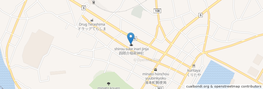 Mapa de ubicacion de 四郎介稲荷神社 en 日本, 茨城県, ひたちなか市.