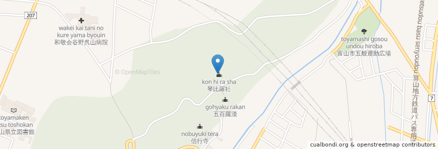 Mapa de ubicacion de 琴比羅社 en Japonya, 富山県, 富山市.