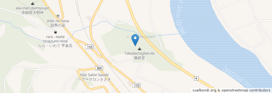 Mapa de ubicacion de 義経堂 en ژاپن, 岩手県, 西磐井郡, 平泉町.