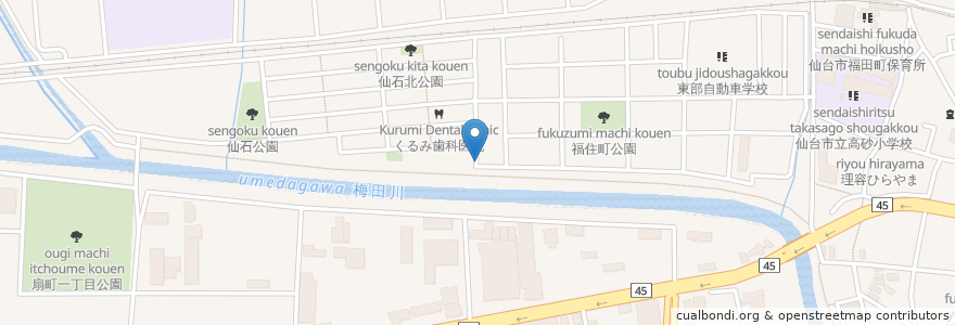 Mapa de ubicacion de 菅原動物病院 en Japão, 宮城県, 仙台市, 宮城野区.