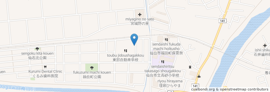 Mapa de ubicacion de 東部自動車学校 en Japon, Préfecture De Miyagi, 仙台市, 宮城野区.