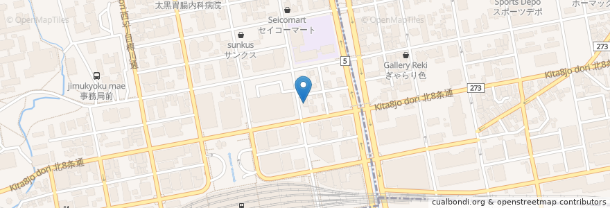 Mapa de ubicacion de 札幌Retro Origin en 日本, 北海道, 石狩振興局, 札幌市, 北区.