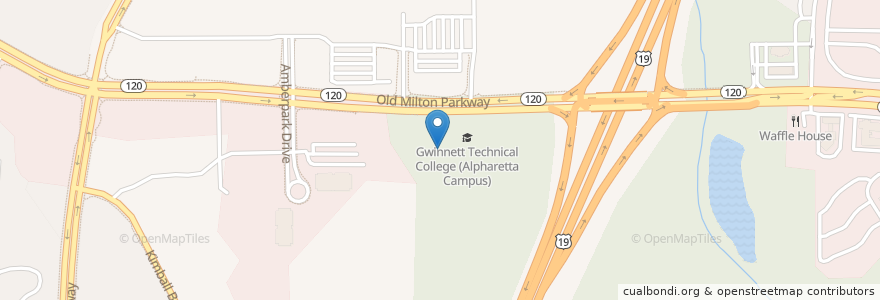Mapa de ubicacion de Gwinnett Technical College (Alpharetta Campus) en Vereinigte Staaten Von Amerika, Georgia, Fulton County, Alpharetta.