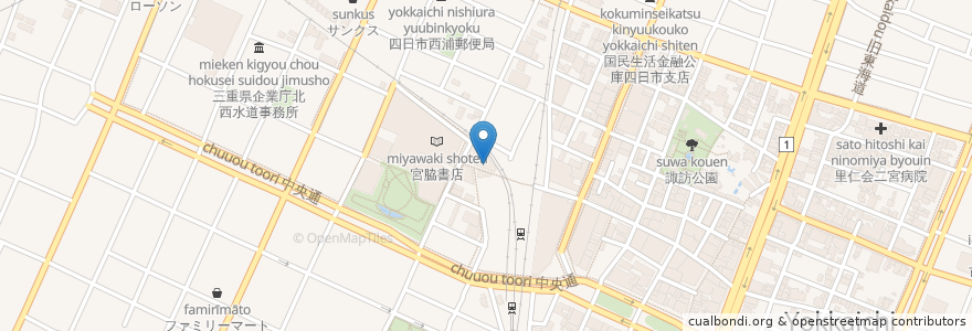 Mapa de ubicacion de コメダ珈琲店 en Japan, Präfektur Mie, 四日市市.