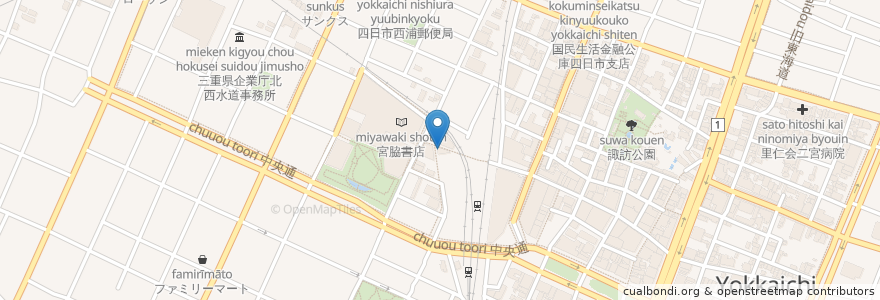 Mapa de ubicacion de 餃子の王将 四日市ふれあいモール店 en Jepun, 三重県, 四日市市.