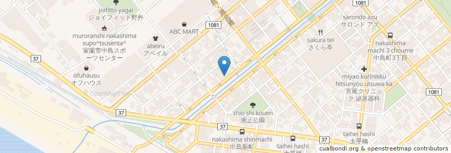 Mapa de ubicacion de Funky Fruit en ژاپن, 北海道, 胆振総合振興局, 室蘭市.
