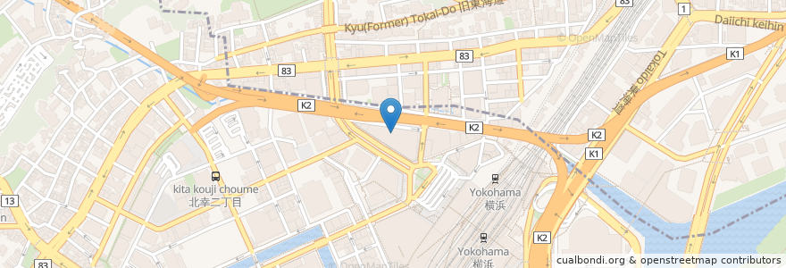 Mapa de ubicacion de タリーズコーヒー en Jepun, 神奈川県, 横浜市, 西区, 神奈川区.