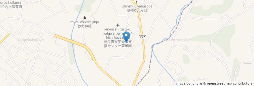 Mapa de ubicacion de アズ・ポッジオ en ژاپن, 群馬県, 桐生市.