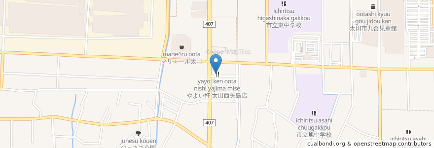 Mapa de ubicacion de やよい軒 太田西矢島店 en Jepun, 群馬県, 太田市.