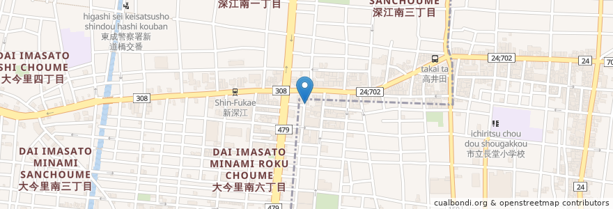 Mapa de ubicacion de 花ぐし en Japão, 大阪府, 大阪市, 東成区.