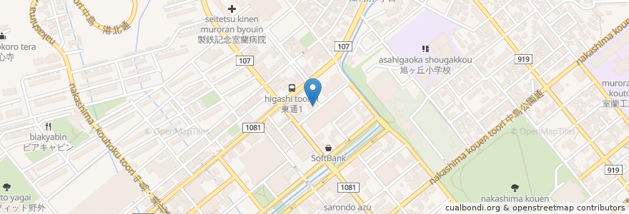 Mapa de ubicacion de 柴田 歯科 医院 en Japón, Prefectura De Hokkaidō, 胆振総合振興局, 室蘭市.