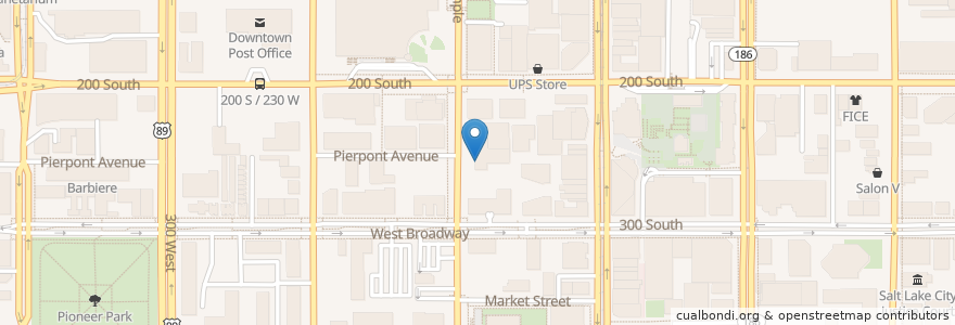 Mapa de ubicacion de Starbucks en Estados Unidos Da América, Utah, Salt Lake County, Salt Lake City.