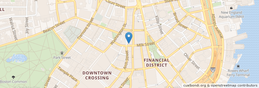 Mapa de ubicacion de Milk Street Cafe en Estados Unidos Da América, Massachusetts, Suffolk County, Boston.