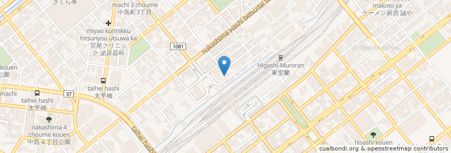 Mapa de ubicacion de 気楽屋 en 日本, 北海道, 胆振総合振興局, 室蘭市.