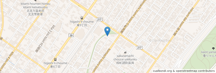 Mapa de ubicacion de 水神宮 en Japão, 北海道, オホーツク総合振興局, 北見市.