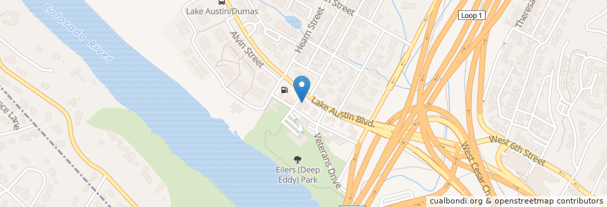 Mapa de ubicacion de Deep Eddy Cabaret en Estados Unidos De América, Texas, Travis County, Austin.