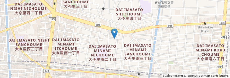 Mapa de ubicacion de カラオケ喫茶 夢 en Япония, Осака, 大阪市, 東成区.