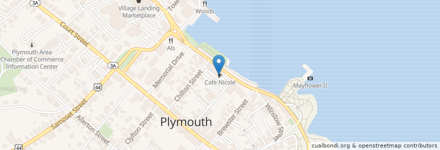 Mapa de ubicacion de Cafe Nicole en Amerika Birleşik Devletleri, Massachusetts, Plymouth County, Plymouth.