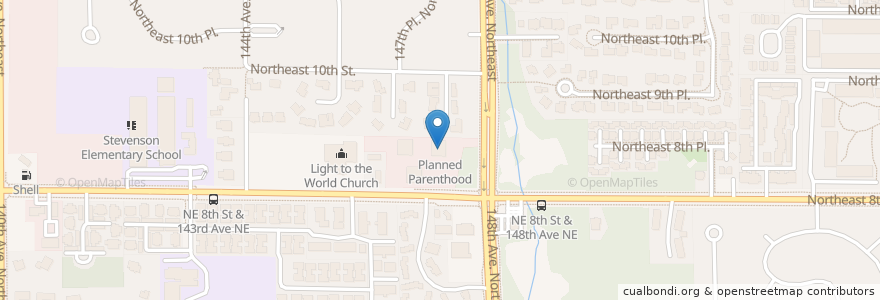 Mapa de ubicacion de Planned Parenthood en الولايات المتّحدة الأمريكيّة, واشنطن, King County, Bellevue.