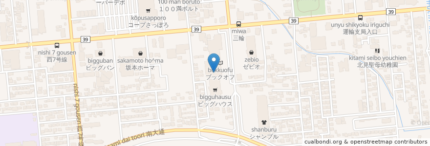 Mapa de ubicacion de ツルハドラッグ en Япония, Хоккайдо, Округ Охотск, 北見市.
