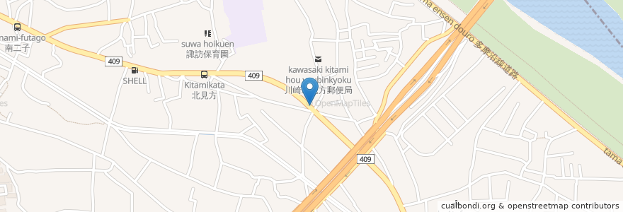 Mapa de ubicacion de 焼肉金剛苑 en 日本, 神奈川県, 川崎市, 高津区.