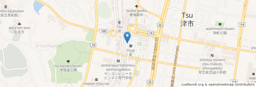 Mapa de ubicacion de あのおでん en 日本, 三重県/三重縣, 津市.