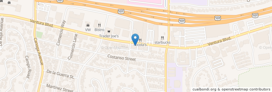 Mapa de ubicacion de Menchie's en 美利坚合众国/美利堅合眾國, 加利福尼亚州/加利福尼亞州, 洛杉矶县, 洛杉矶.