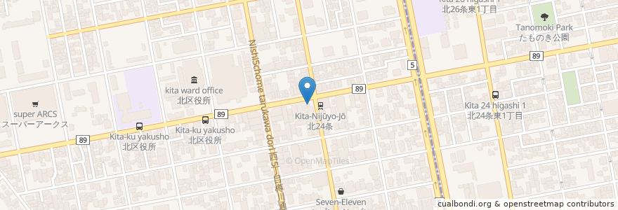 Mapa de ubicacion de ミスタードーナツ en Japón, Prefectura De Hokkaidō, 石狩振興局, Sapporo, 北区.