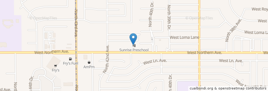 Mapa de ubicacion de Sunrise Preschool en Estados Unidos De América, Arizona, Maricopa County, Phoenix.
