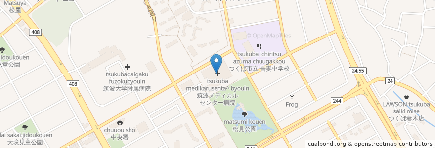Mapa de ubicacion de 筑波メディカルセンター病院 en ژاپن, 茨城県, つくば市.
