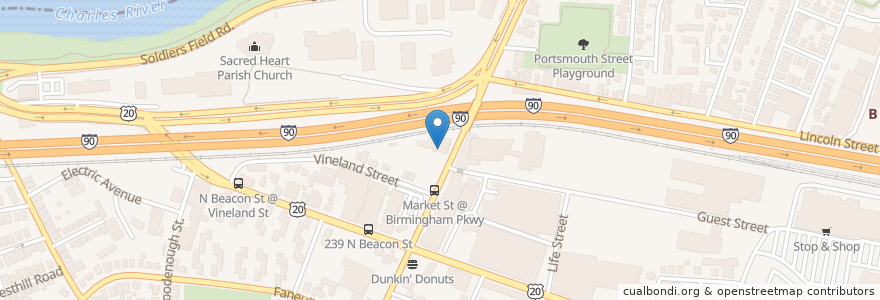 Mapa de ubicacion de Stockyard Restaurant en Estados Unidos Da América, Massachusetts, Suffolk County, Boston.