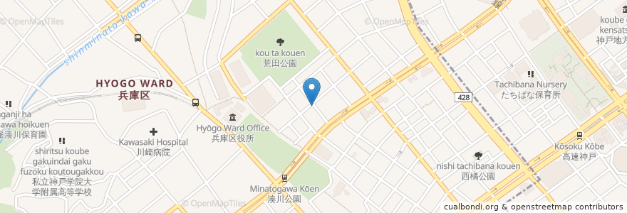Mapa de ubicacion de KIJ日本語学校 en Япония, Хёго, 神戸市, 兵庫区.