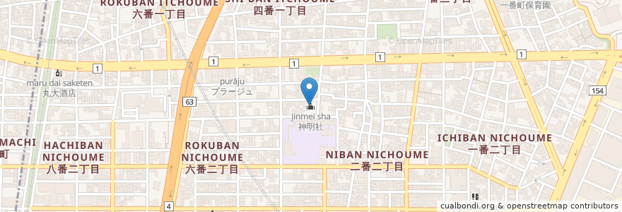 Mapa de ubicacion de 神明社 en 日本, 愛知県, 名古屋市, 熱田区.